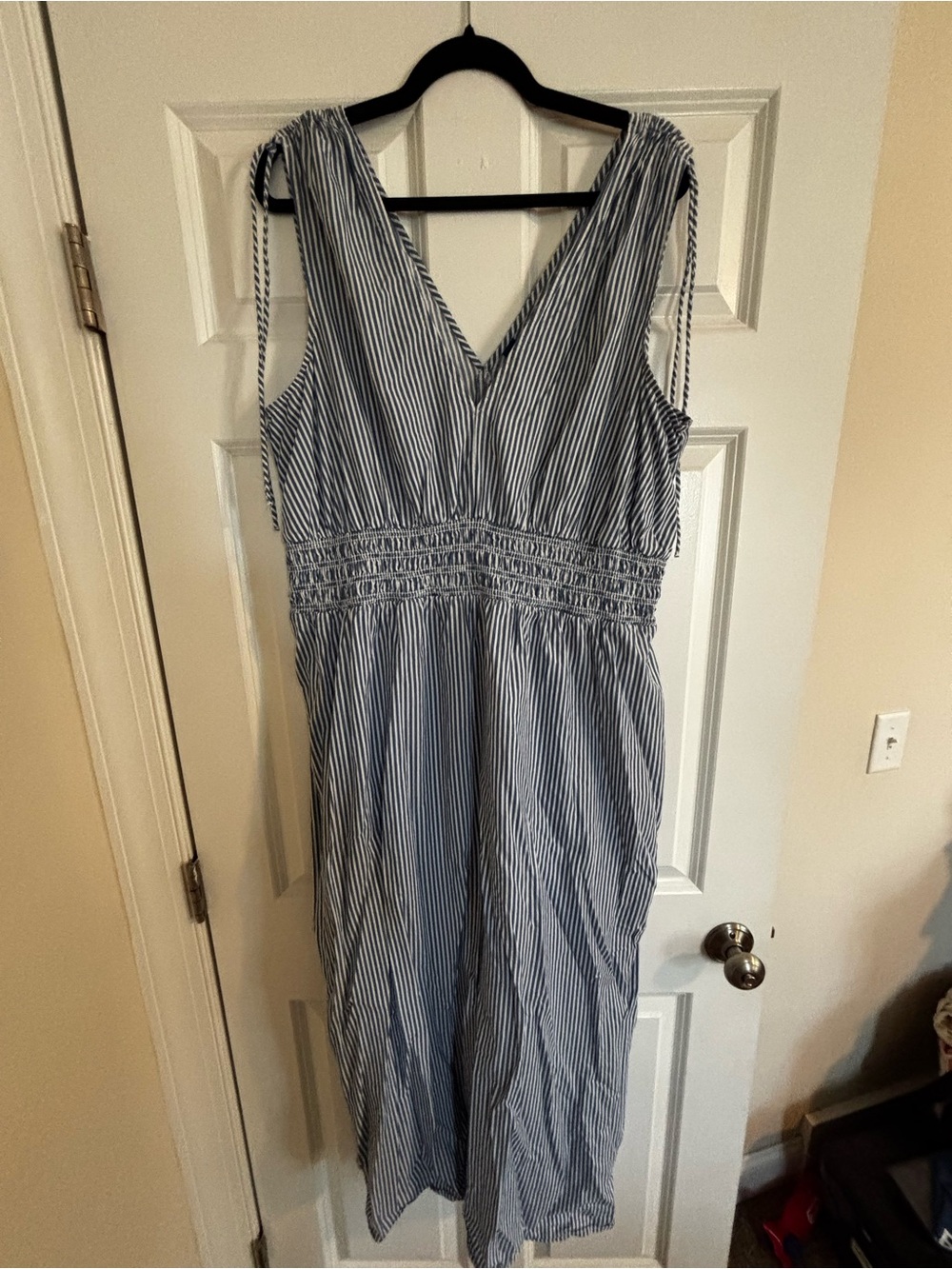Old Navy Blue and White Striped Midi Dress